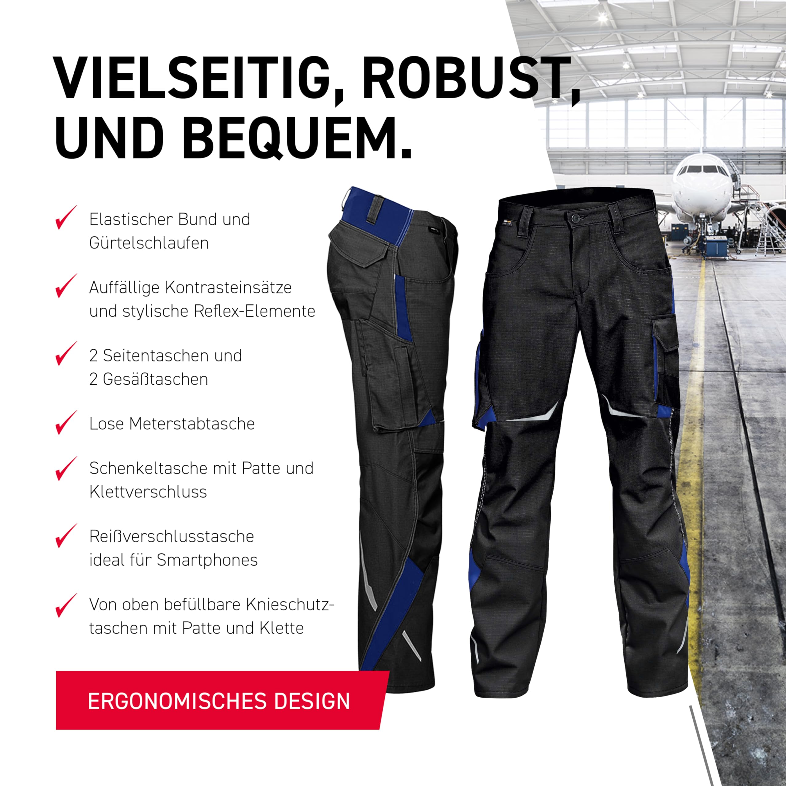 KÜBLER Pulsschlag Arbeitshose HIGH PSA 2 – ergonomische Linienführung, Knieschutztaschen, Werkzeugorganisation