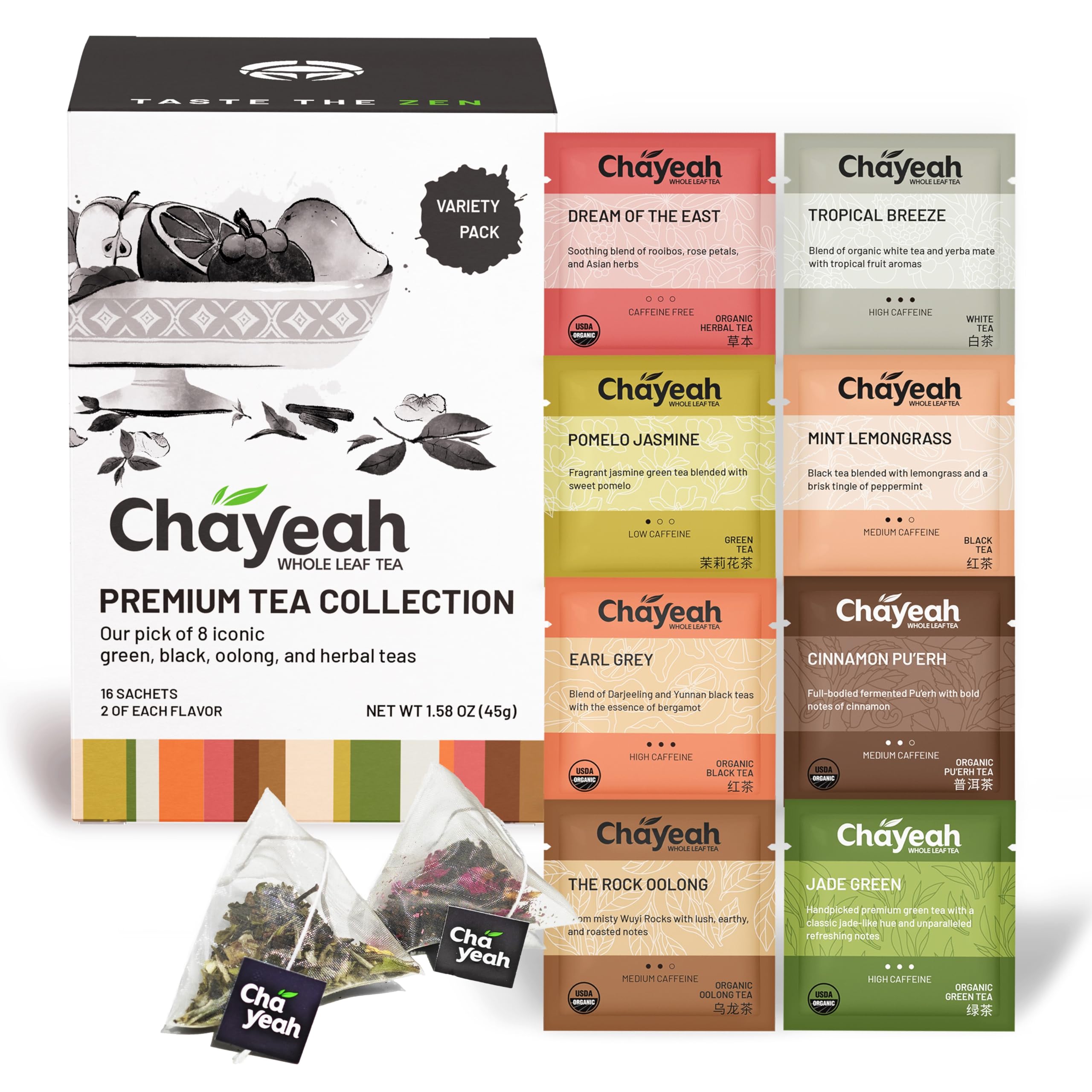 Amazon.com: CHAYEAH, Premium Tea Collection (16 Pyramid Tea