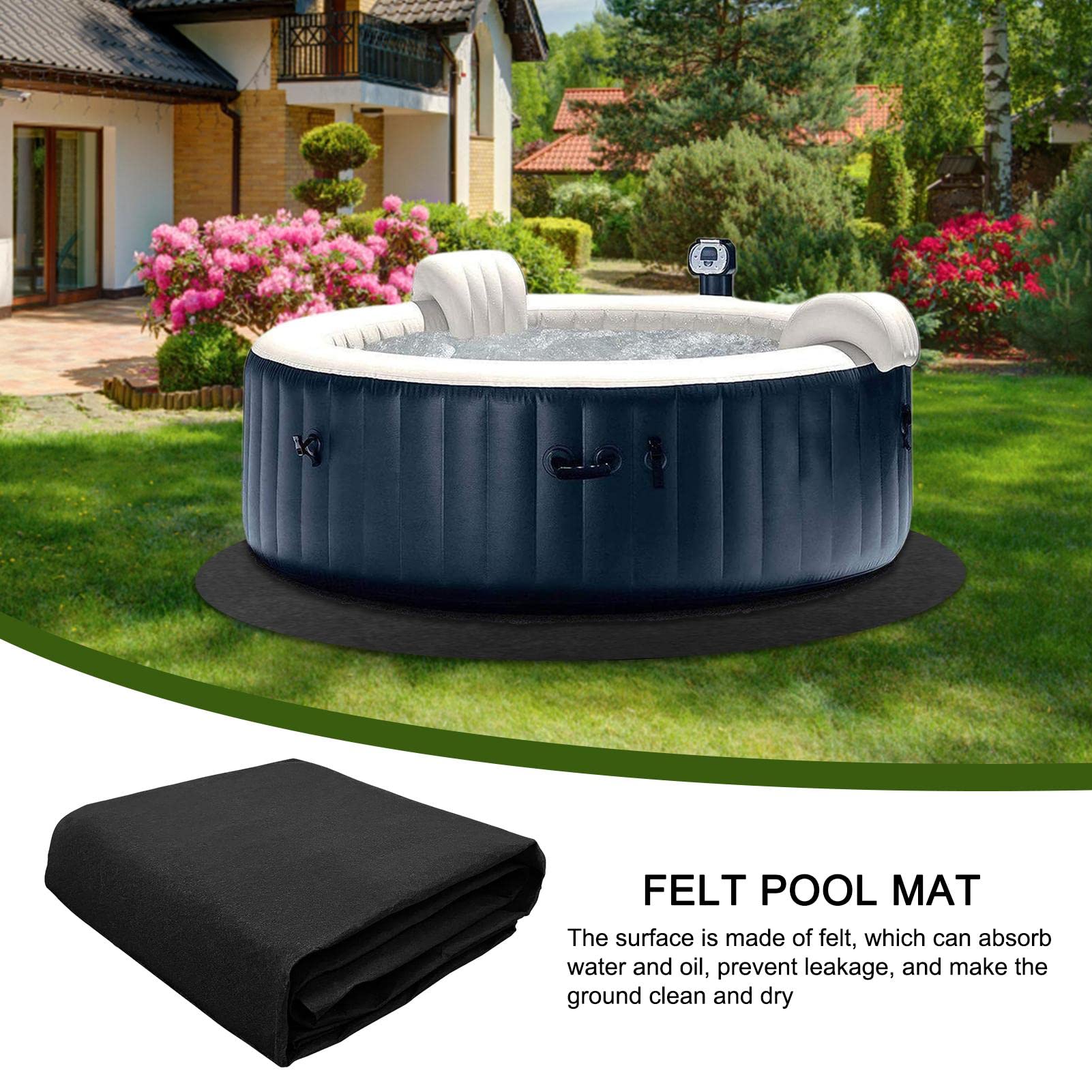 Gadluckki 13 voet ronde hot tub mat, zwembad liner pad voor bovengrondse bescherming zwembaden, water absorberen vilt mat, beschermen de hot tubs tegen slijtage, outdoor draagbare grondbescherming