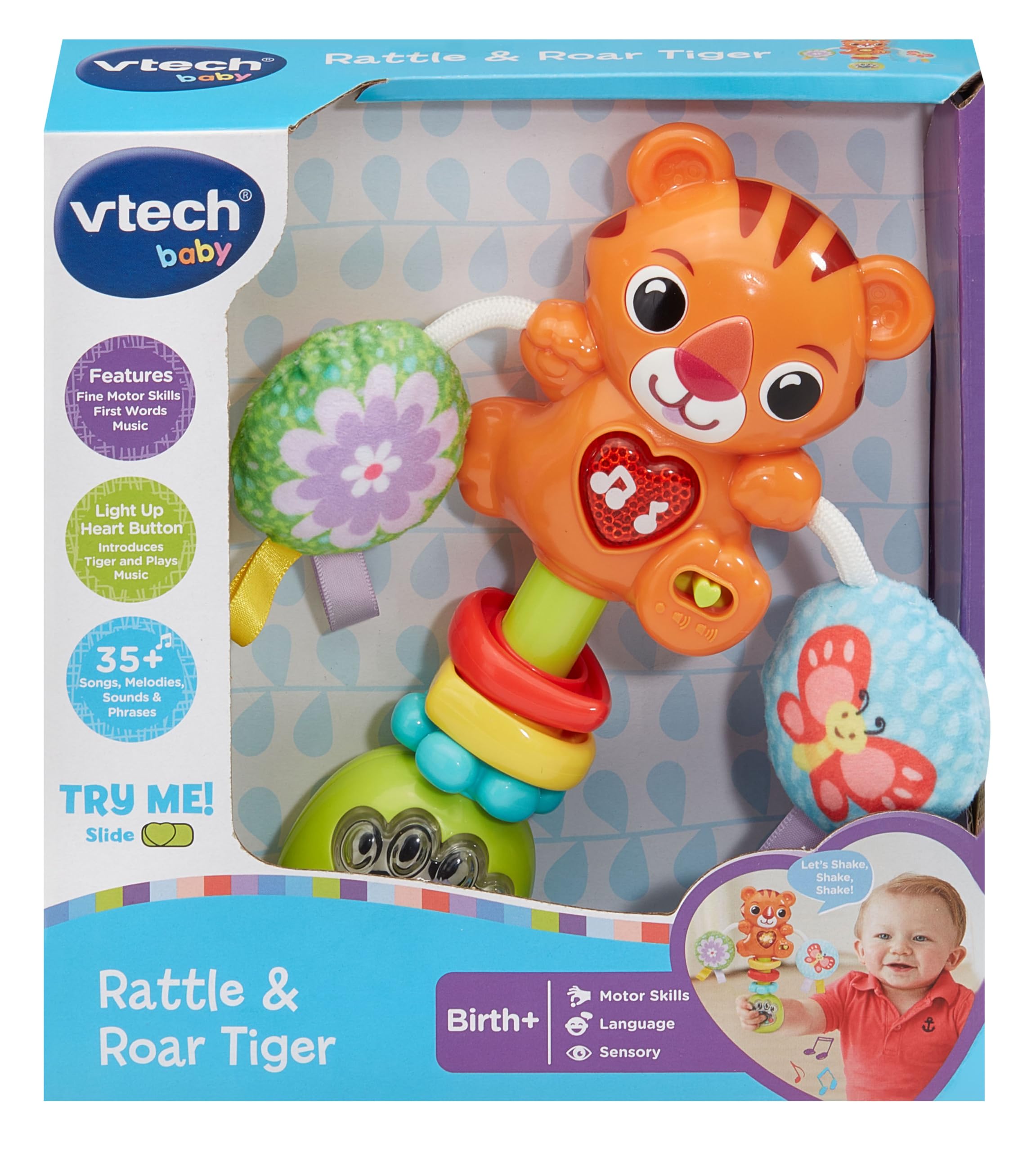 VTech Baby Rattle & Roar Tiger, Interactive Baby Toy, Rattle Toy with Bright Colours - Image 4