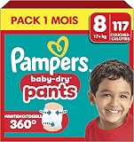 Pampers Baby-Dry Pants Size 8, 117 Nappies, 17kg+, 360° Fit Helps Prevent Leaks - 1