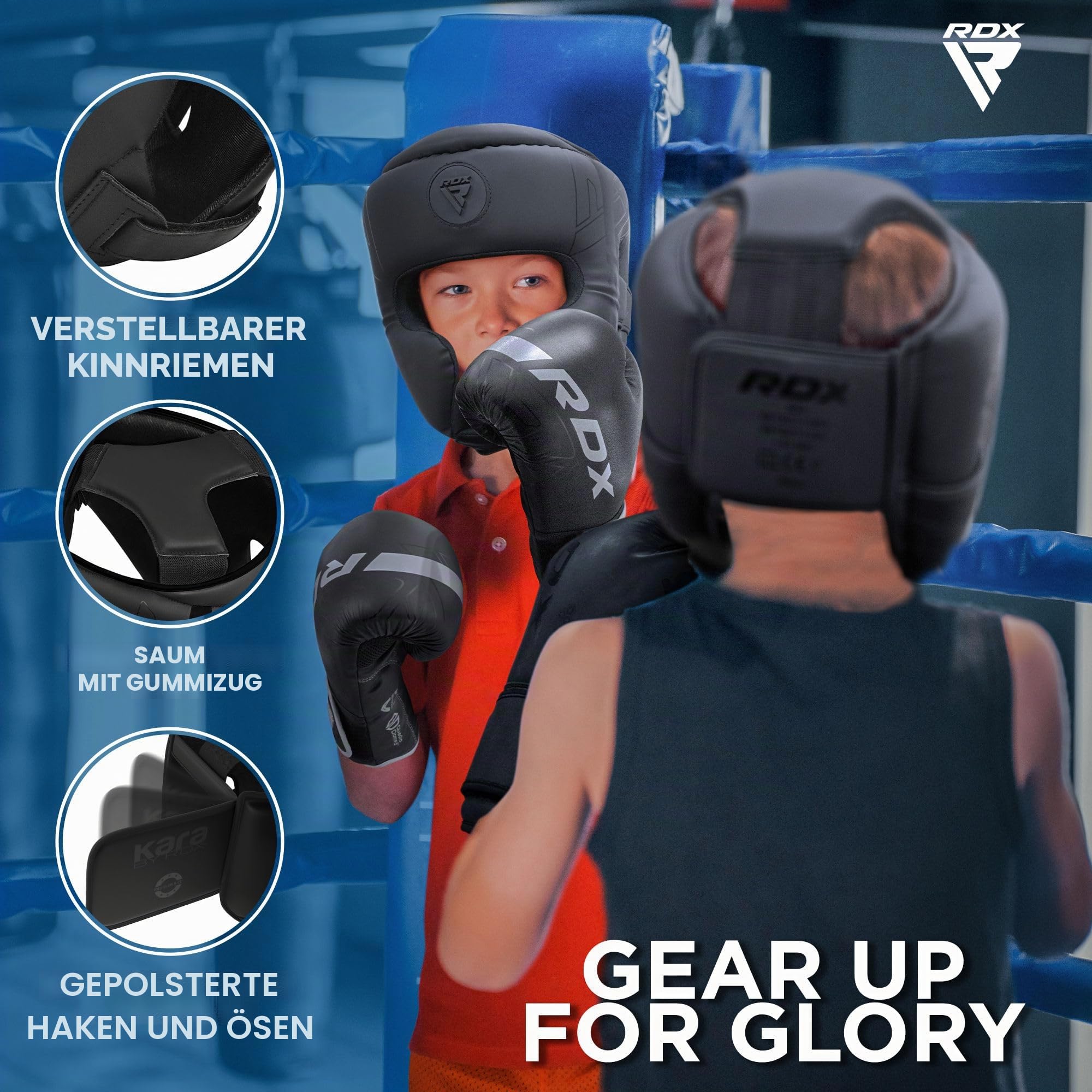 RDX Kinder Boxen Kopfschutz für Kickboxen, Kampfsport, MMA Training, Maya Hide Leder Kara Sparring Thaiboxen Kopfschützer, Boxhelm Krav MAGA Muay Thai, Karate und Taekwondo Fitnessstudio Headgear