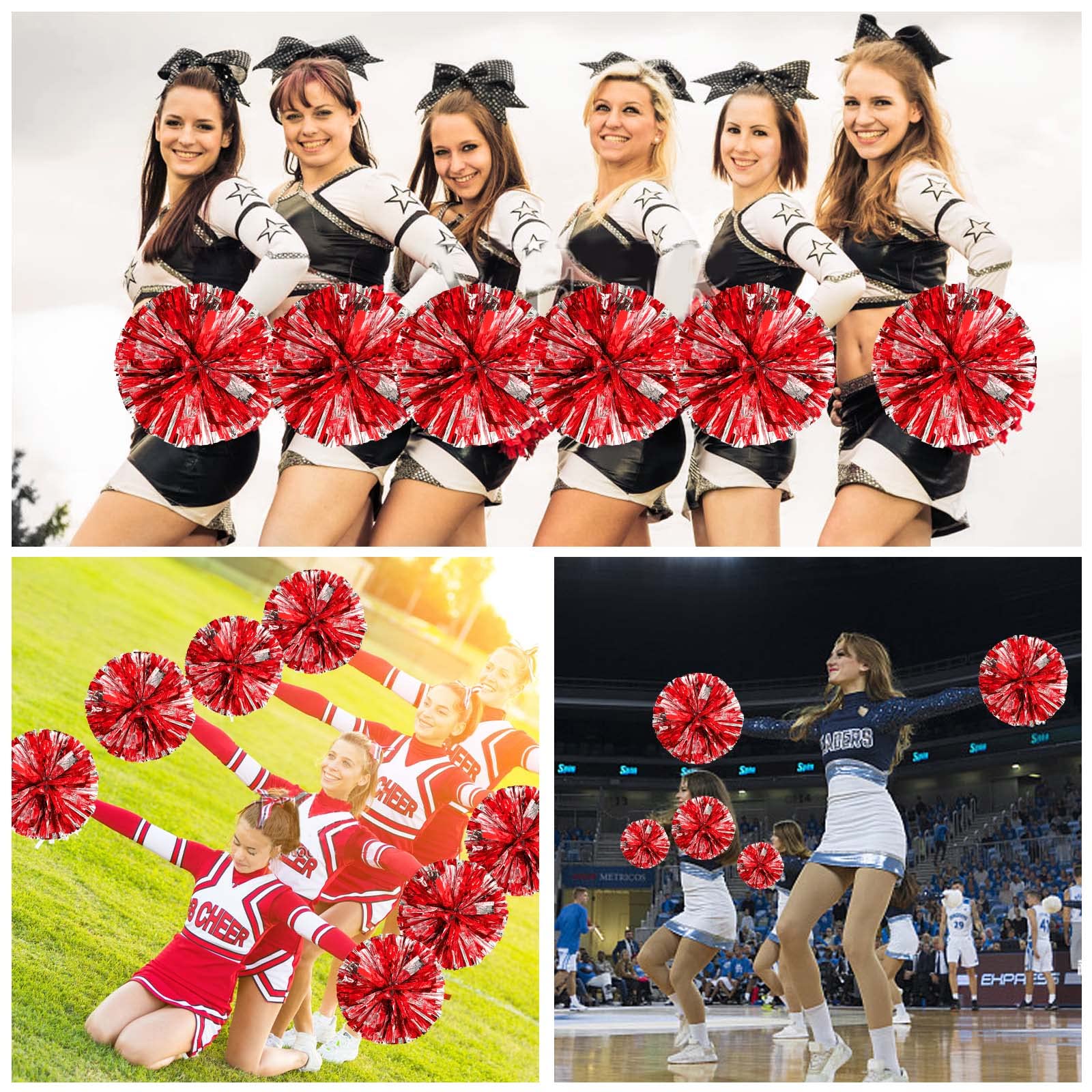 Cheerleader Pompon Soffici Oro | Con Manico In Plastica | Streamer 26 Cm | 1 Coppia Per Tifo E Feste