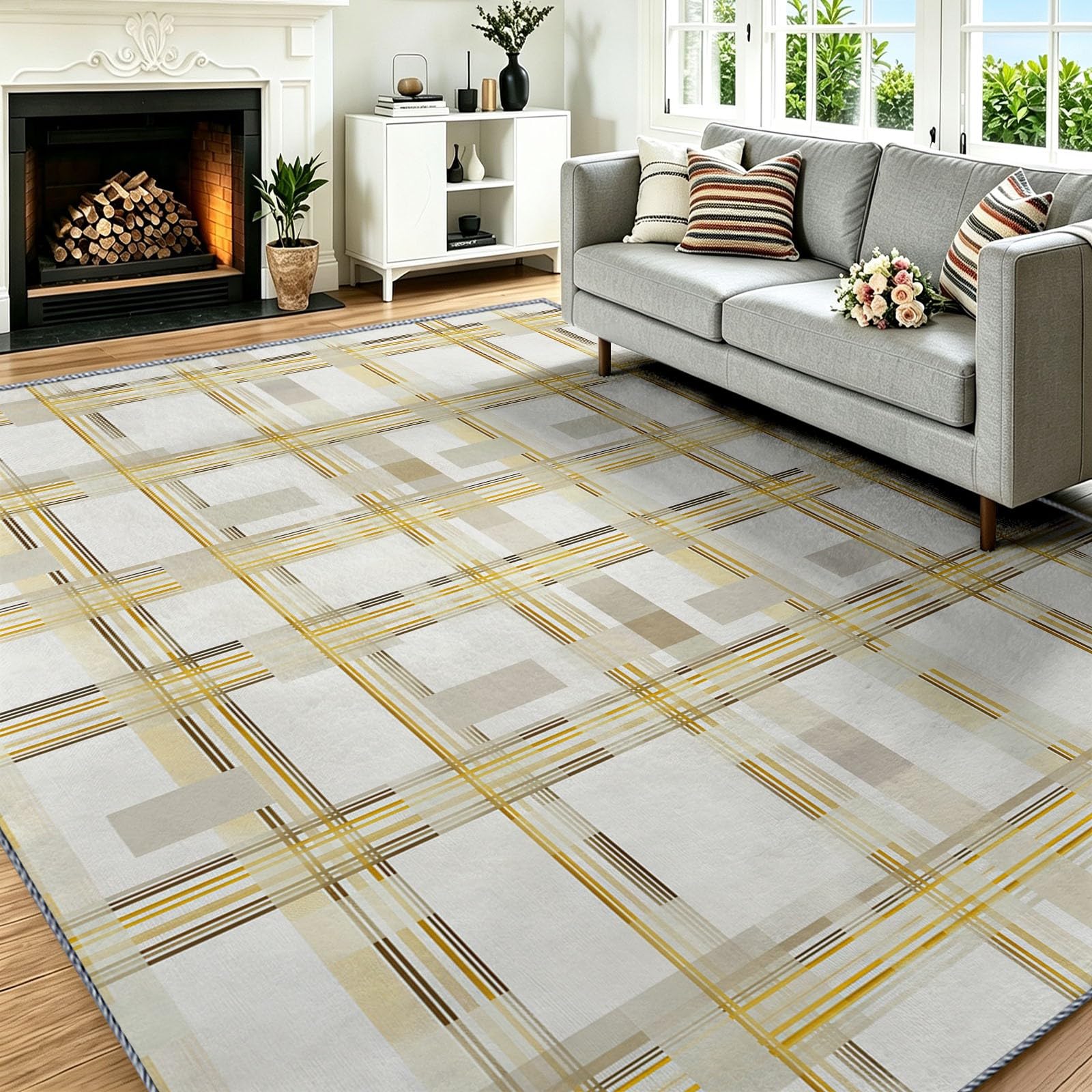 Tapis de chambre lavable gris 160x230 pour un salon cosy et design