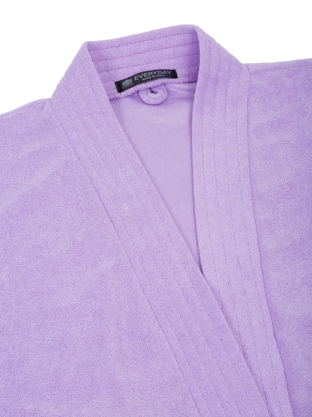 CREEVA Everyday Unisex Micro Terry Bathrobe Collection With kimono collar and 1 Pocket, 3/4 Sleeve Bath Robe Super Soft Light Weight - Lilac - Image 6 thumbnail