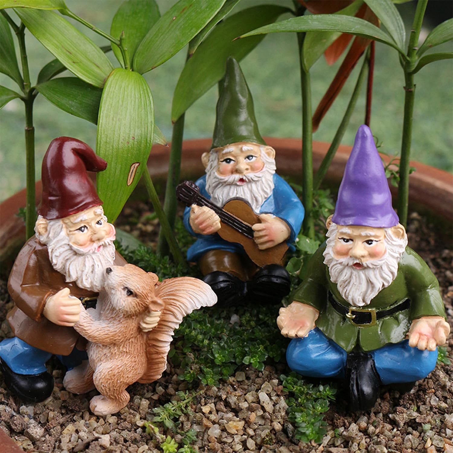 5 Stück Gnomos De Maceta De Plantas, Decoracion Jardin Exterior, Estatua De Gnomo En Miniatura De Bonsái, Enano Pequeño Gnomos De Jardín En Miniatura, para Patio, Oficina, Jardín, Escritorio