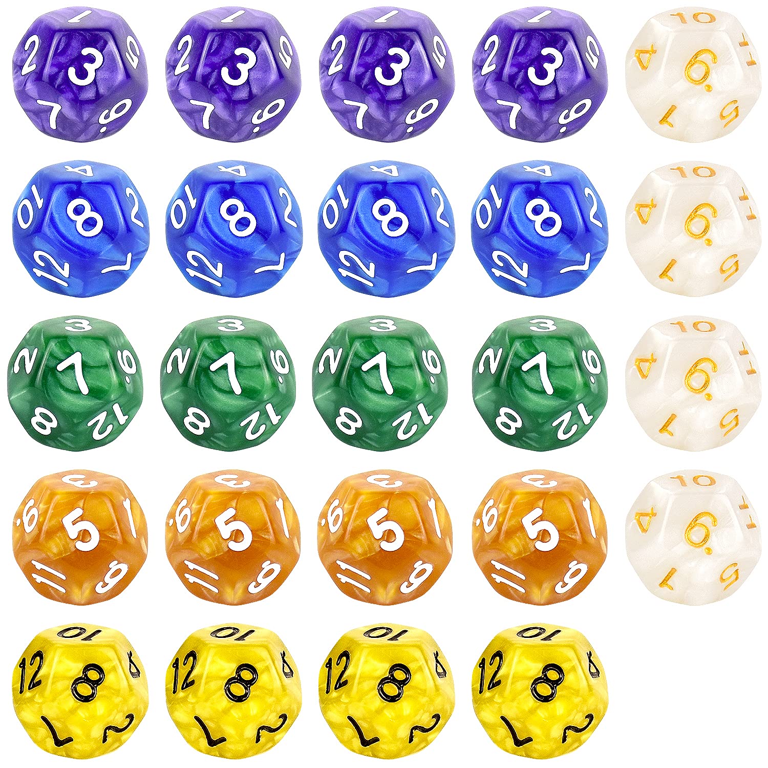24 Pieces 12 Sided Game Dice Polyhedral Dice Set for DND RPG MTG and Other Table Games ( Mixed Color )