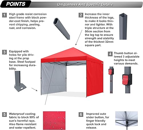 Miniatura 5 de Carpa Abccanopy desplegable, carpas para exterior, con toldo para el sol, toldo desplegable para la playa, con bolsa de transporte con ruedas, más 4
