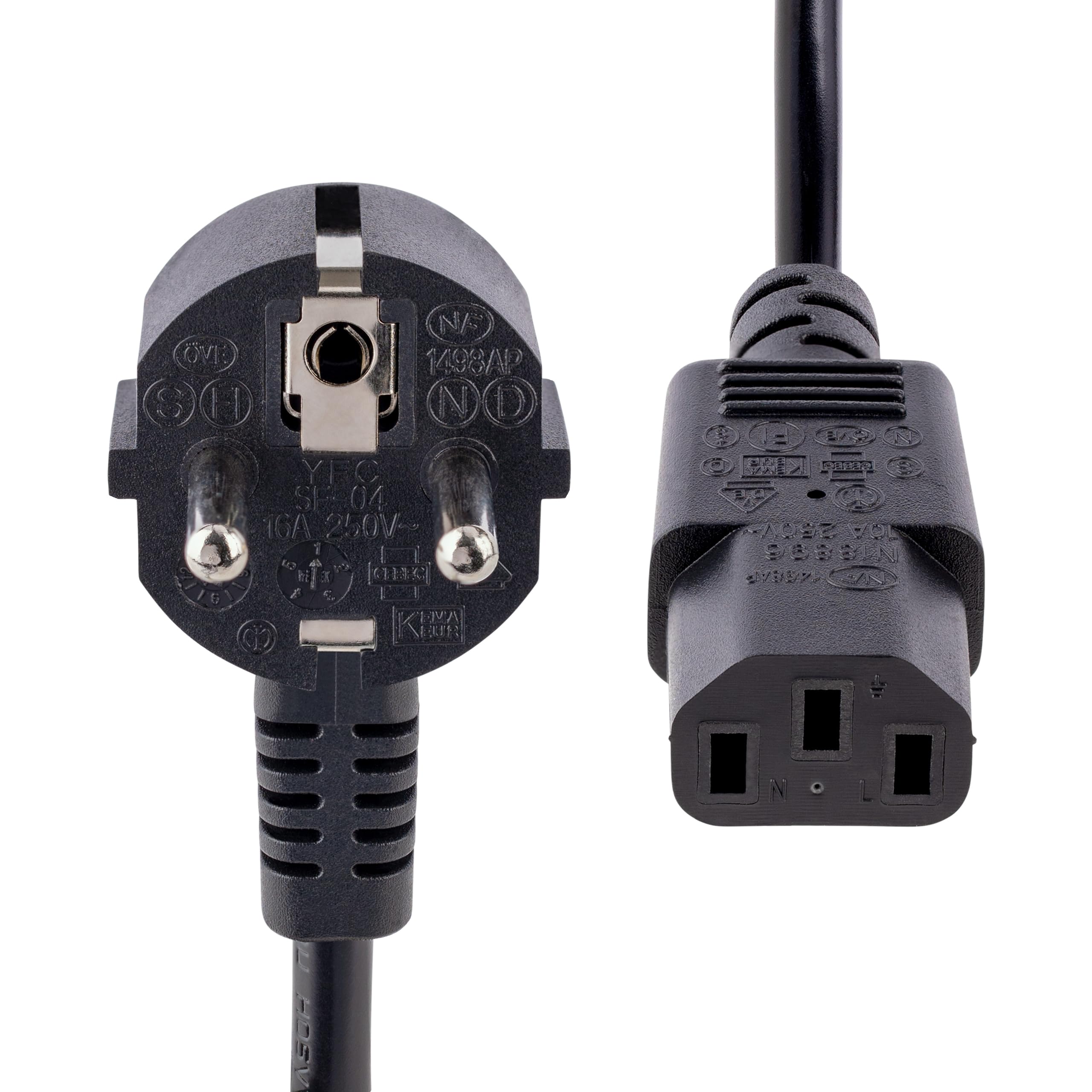 StarTech.com Cavo di Alimentazione per Computer 2m, EU Schuko a C13, 10A-250V, 18AWG, AC Ricambio per Stampante PC Monitor UL (PXT101EUR)