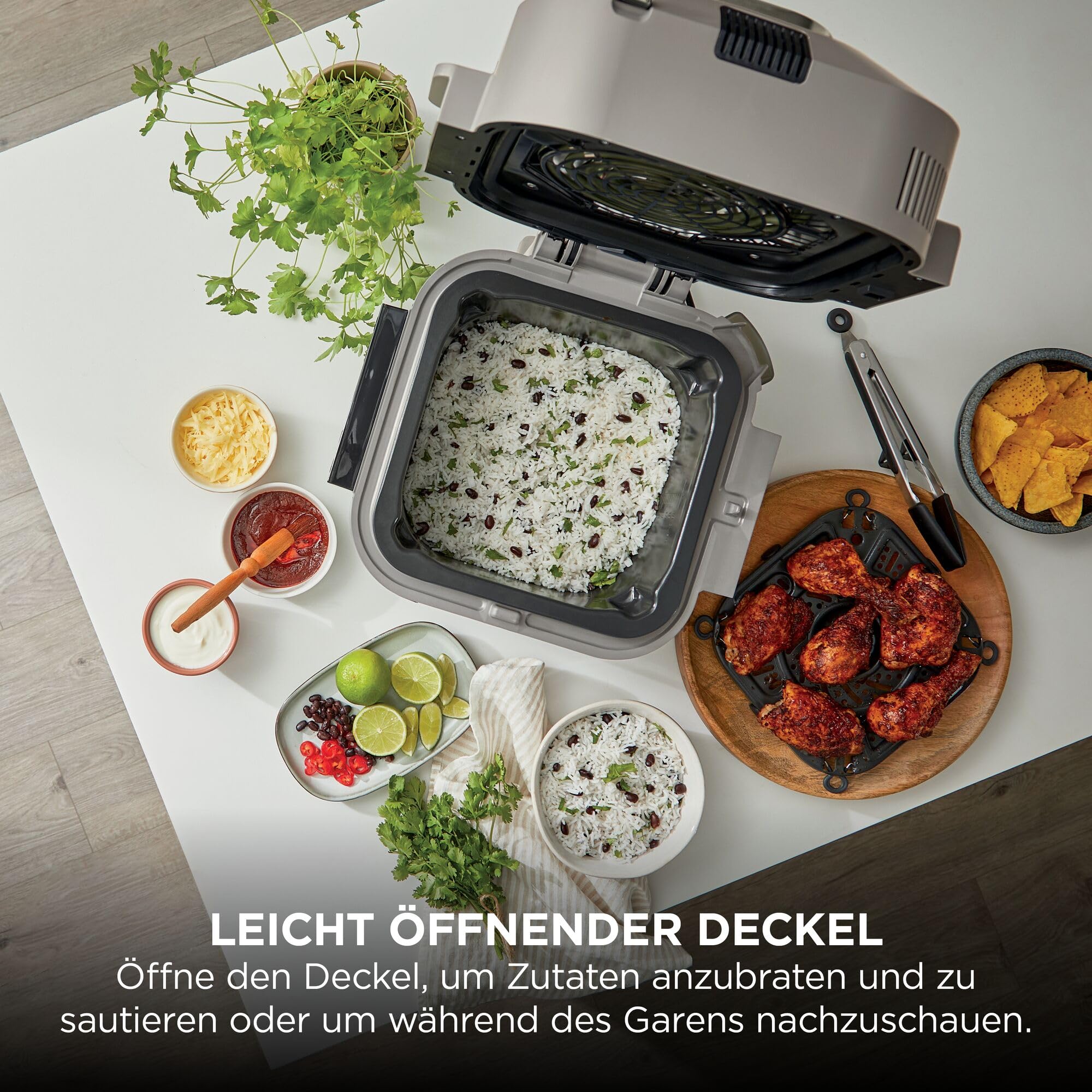 Ninja Speedi Multikocher, 5,7L, 12-in-1 Multicooker, Air fryer Heißluftfritteuse, Slow Cooker Langsamkochen, Grillen, Backen, Stone Gold ON500EUSTGD