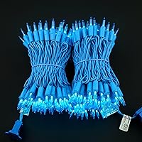 Vista 2 de YULETIME 200 Luces LED Azules de Navidad con Cable Azul, Paquete de 2 Tiras de 33 Pies, 100 Luces, Juego de Luces Navideñas Certificadas UL