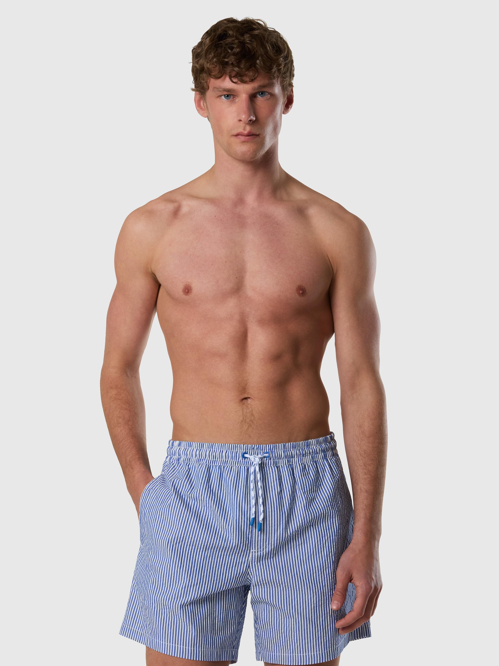 NORTH SAILS Boxer Mare Uomo in Seersucker di Misto Cotone a Righe