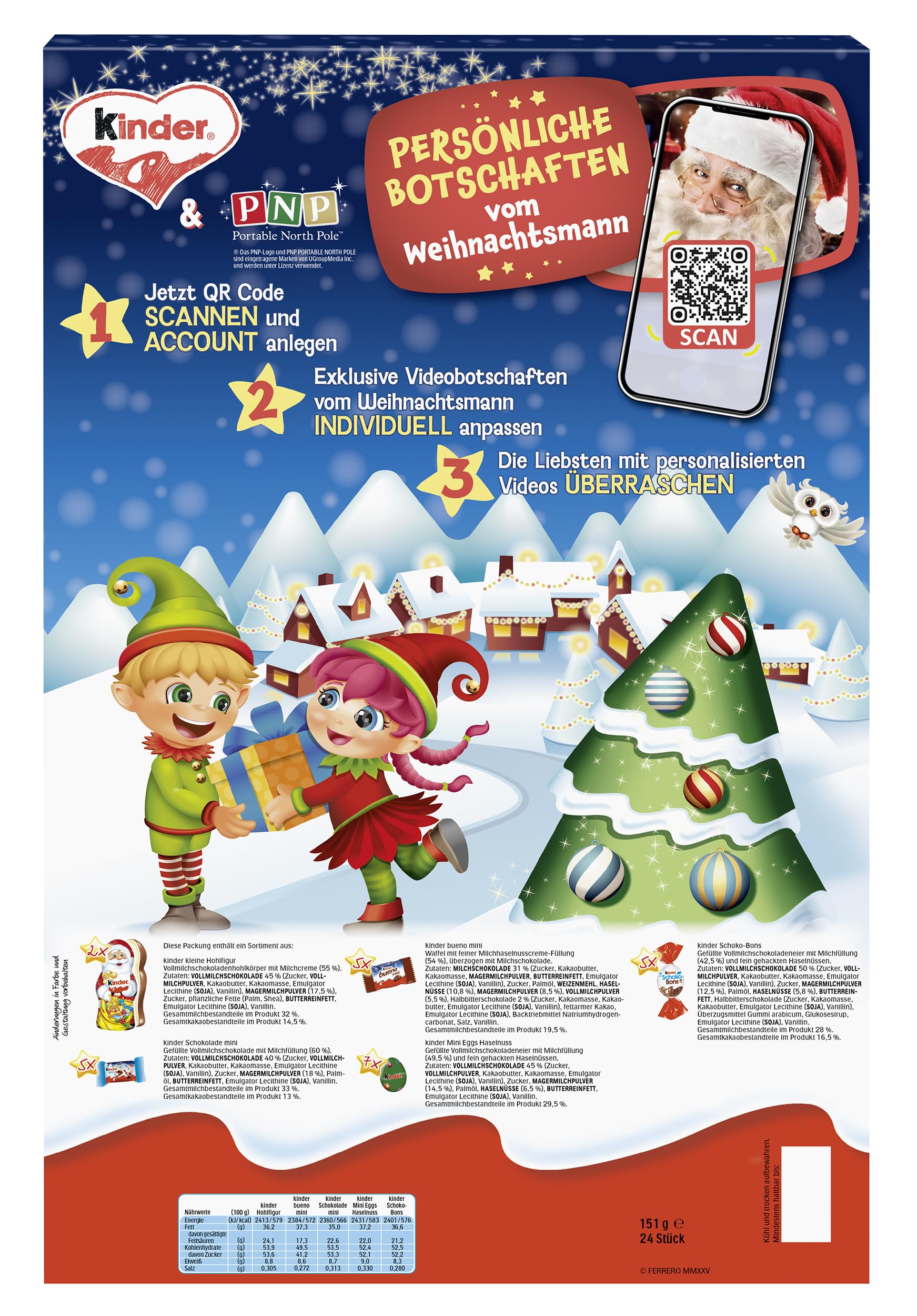 kinder Mix Calendrier de l’Avent 2025 – Chocolat, mini œufs et 2 figurines creuses – Découvre chaque jour une gourmandise – Cadeau de Noël et de l’Avent – Calendrier de Noël – 151g
