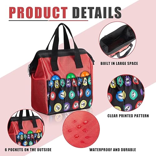 Miniatura 9 de Bolsa de bingo Dauber de 2 piezas, bolsa de bingo con asa y cremallera, con 6 bolsillos externos y 3 bolsillos internos para salir (color morado)