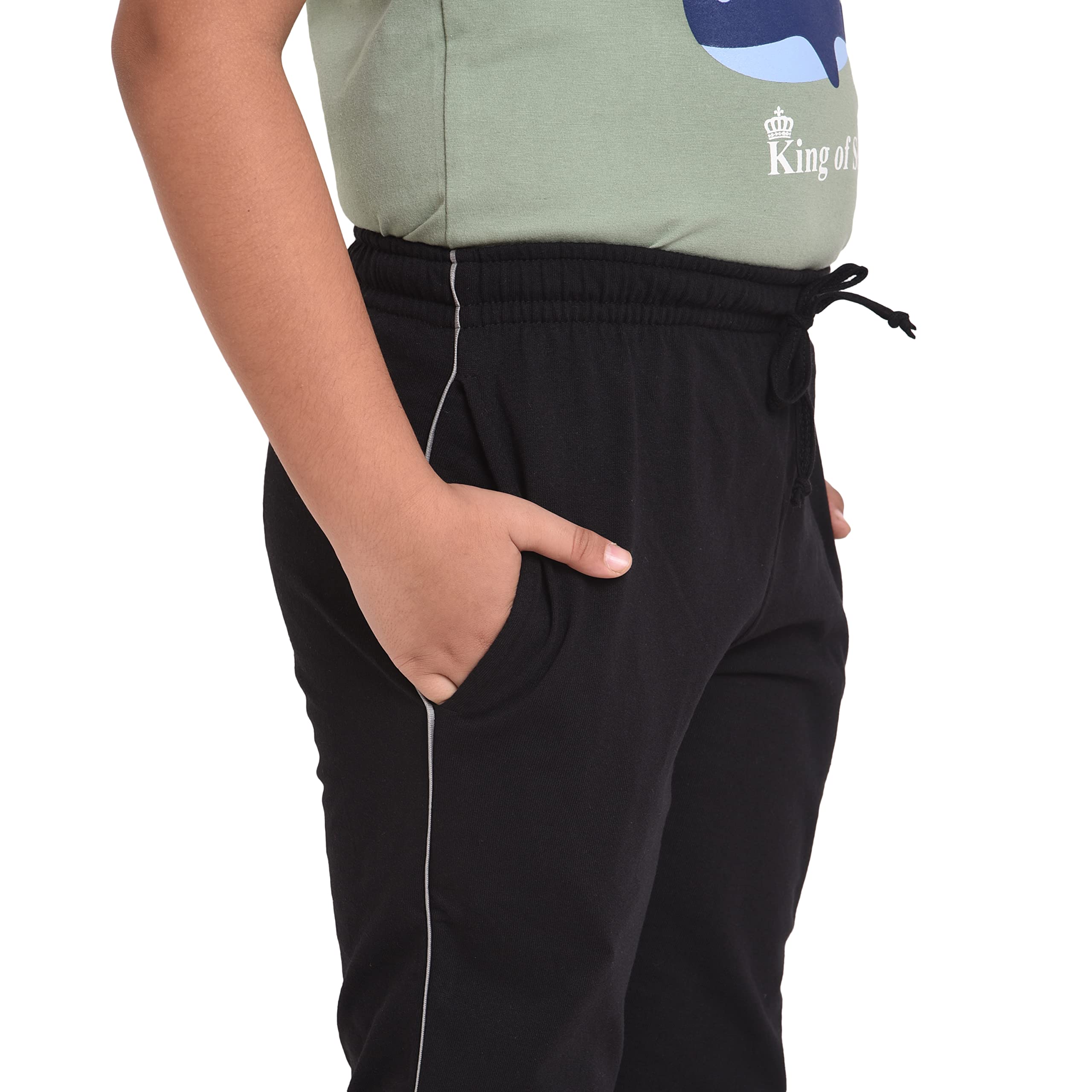 Neo Garments Boy's Cotton Solid Regular Fit Trackpants/Jogger/Trouser with Side Pockets (Black, 18 Months) 1