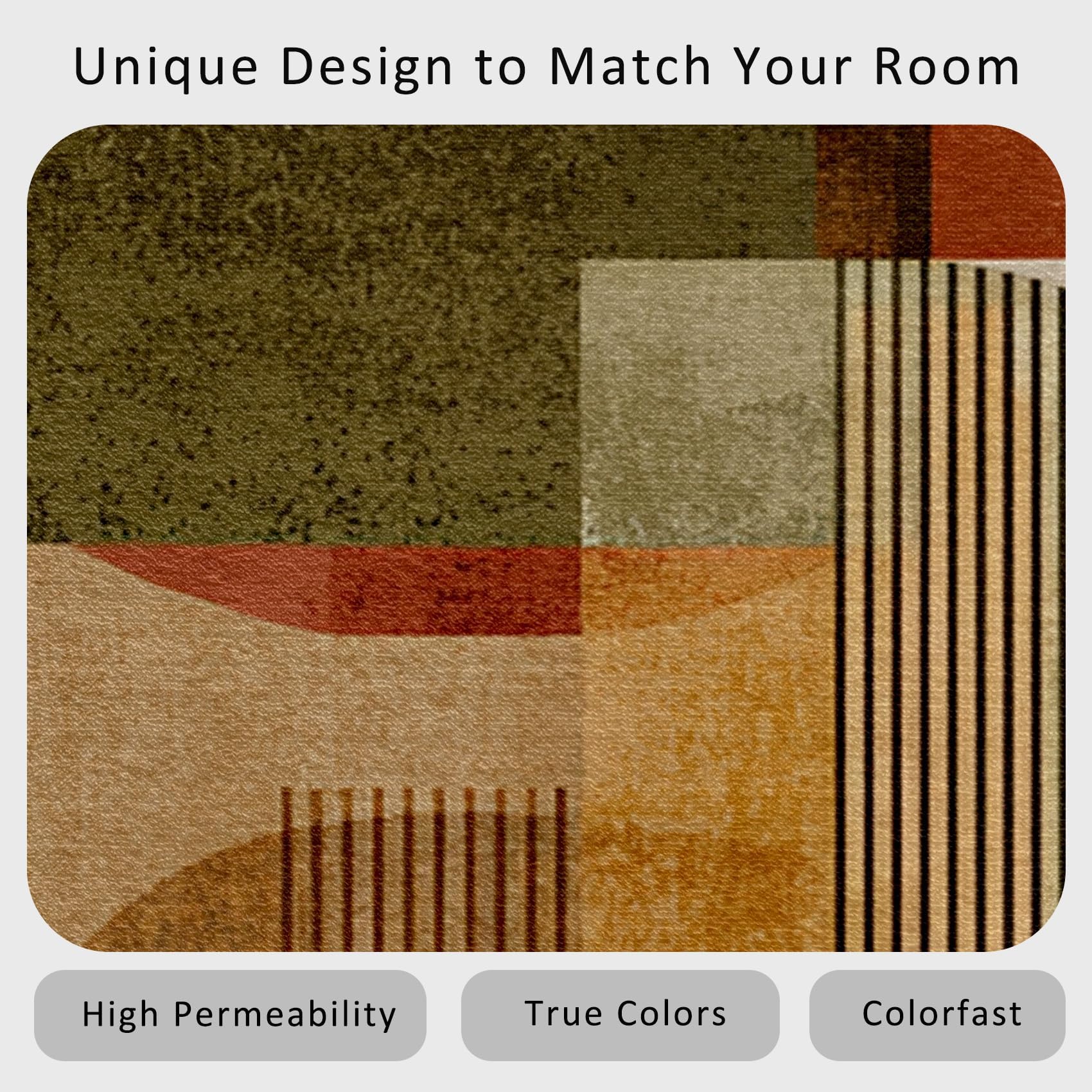 Tapis rétro Style années 50, Lavable, à Poils Courts, Le Salon ou la Chambre Motifs géométriques Abstraits et Doux, antidérapant 140x230cm