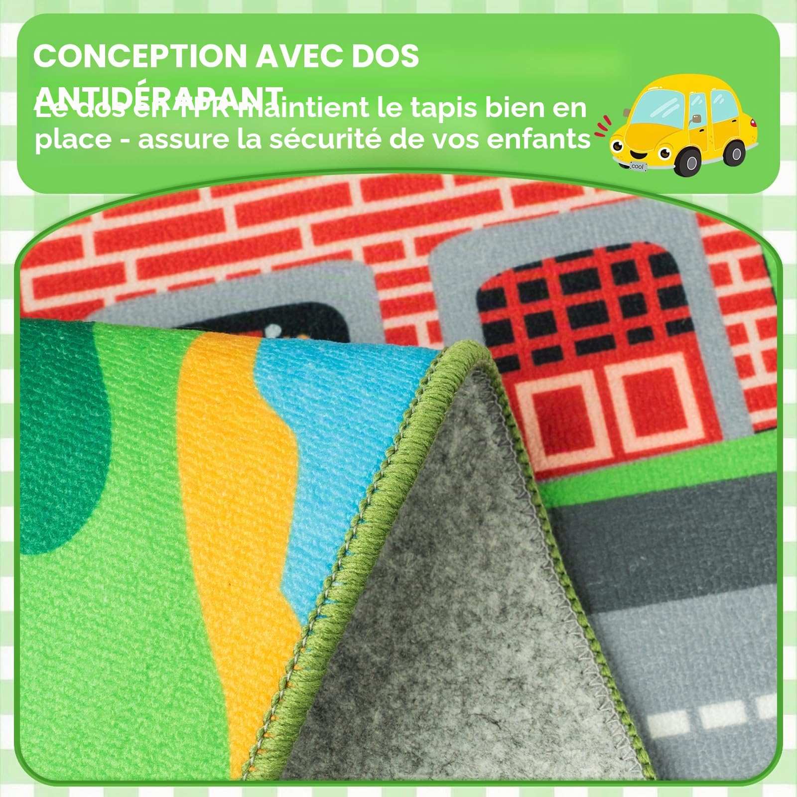 Capslpad – Tapis éducatif et de jeu pour enfants imprimé carte de la ville, pour garçons et filles, pour salles de jeux et chambres, 160 x 100 cm