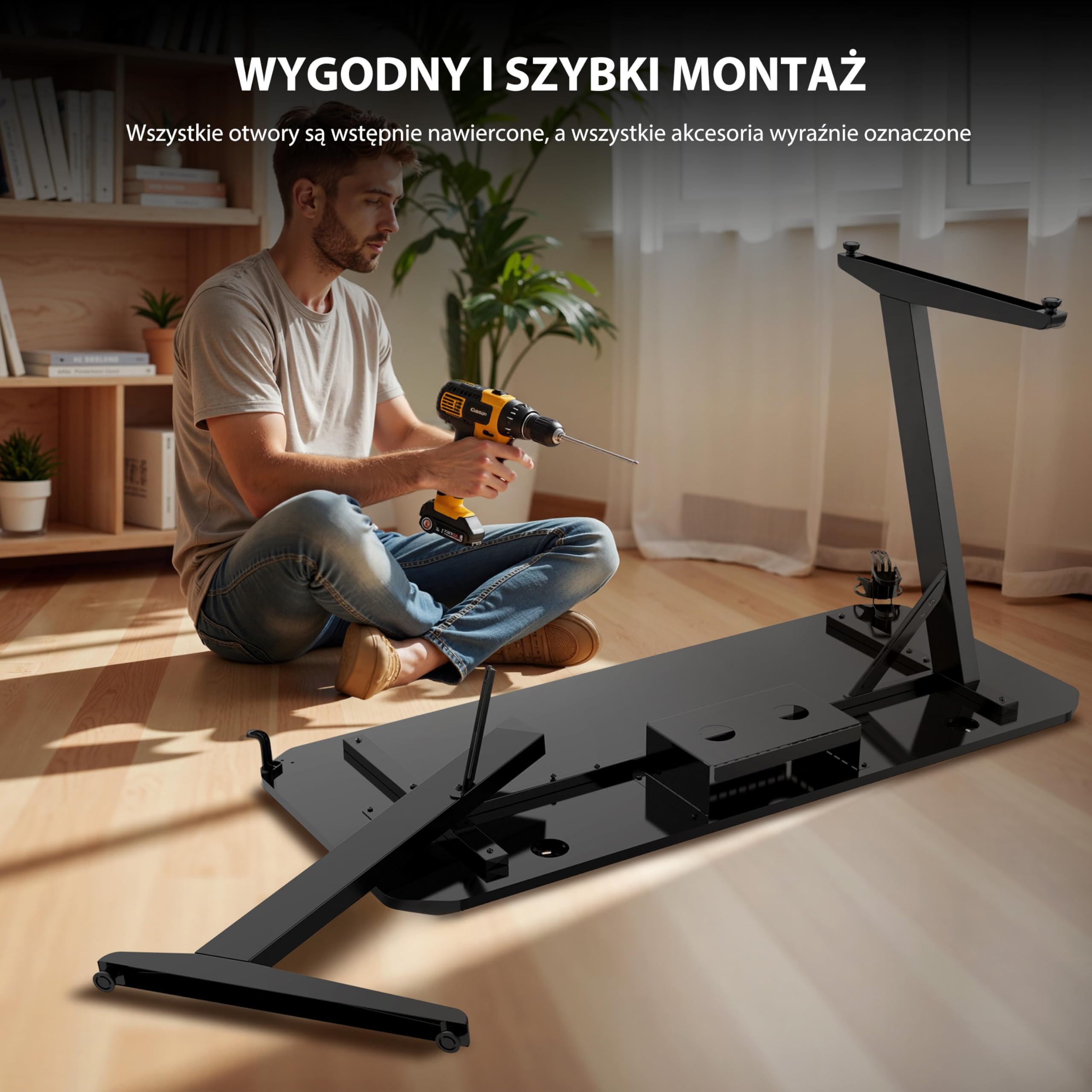 SENSE7 Biurko Gamingowe 100 x 50 cm z Uchwytem na Słuchawki, Kubek i Kontroler, Blat z Powłoką Carbon, Czarne Biurko dla Graczy, Udźwig do 80kg (Nomad Classic)