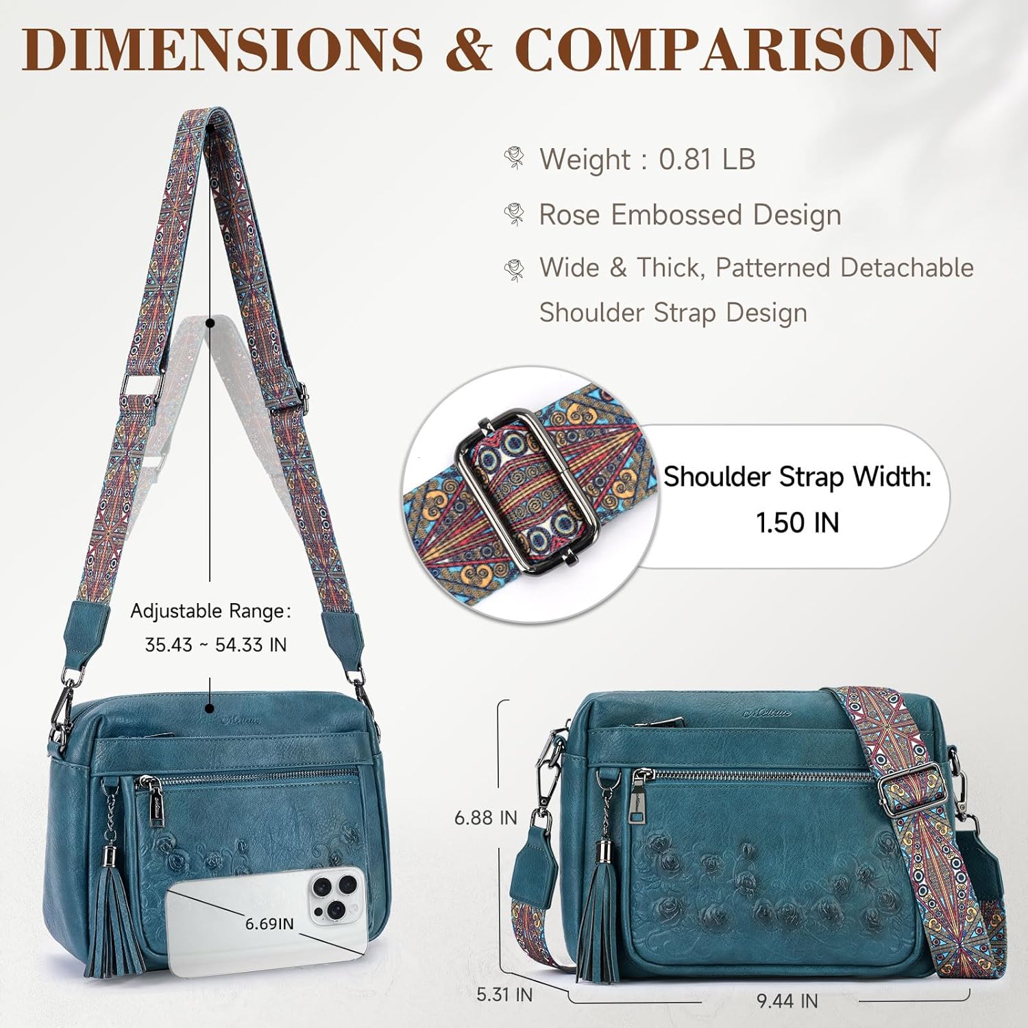 MEITRUE Crossbody Bags for Women, Vegan Leather Crossbody Purse Trendy Multi Pockets Shoulder Handbag with Tassel