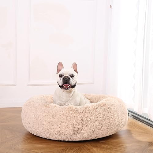 Miniatura 7 de Tienda Basics Donut Pet Bolster - Cama de piel sintética para perro, beige, 36 x 36 pulgadas