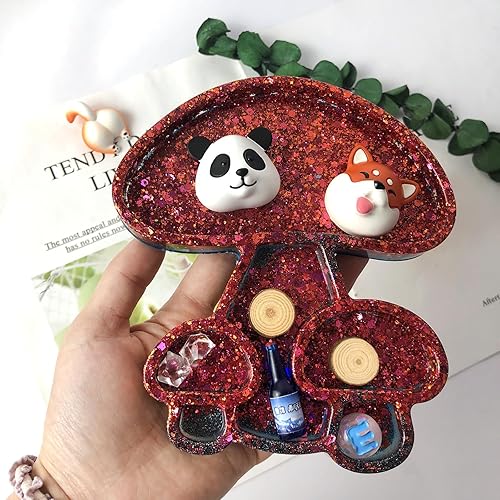 Miniatura 5 de Molde de resina para bandeja, molde de silicona en forma de hongo, moldes de fundición de resina epoxi para almacenamiento de joyas, plato de comida