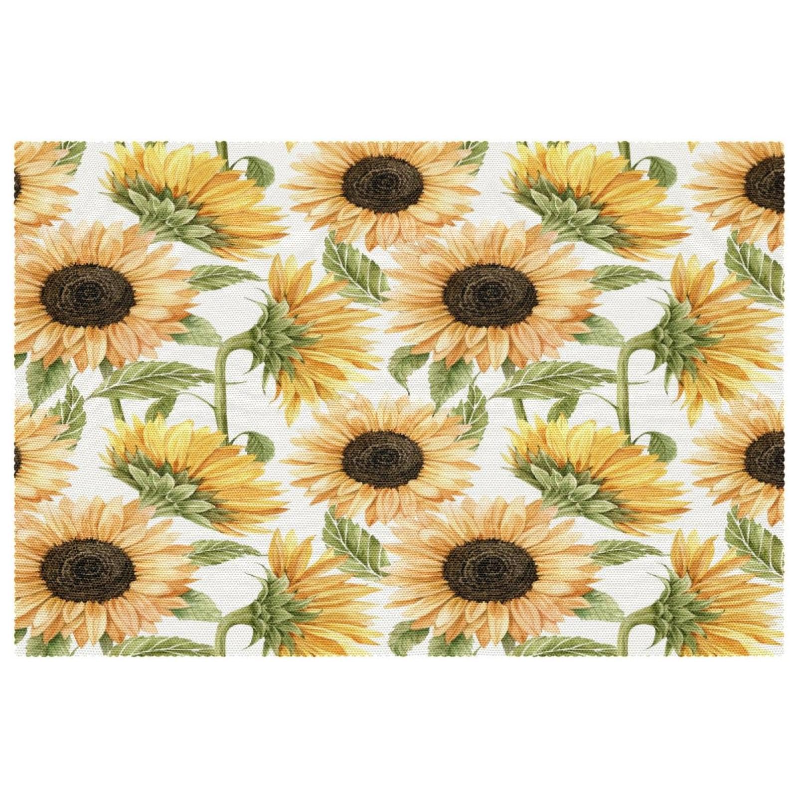 Set de table tournesol en tissu Oxford lavable et résistant à la chaleur | Lot de 4