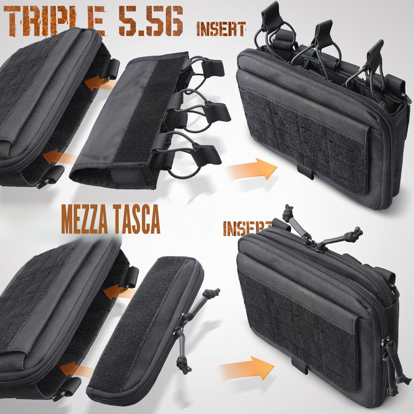 WYNEX Molle Admin Borsa di stile canguro, tattica Utility Borsa per attrezzi con inserto Mag/Zipper Strip Modular EDC Borsa Medica Organizzatore di Attachment Patch inclusa
