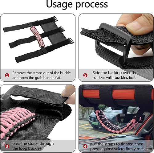 Miniatura 4 de Accesorios para Jeep Wrangler, barra antivuelco, mango de agarre para compatible con Jeep Wrangler YJ TJ JK JKU JL JLU 1955-2023 Gladiator JT UTV y