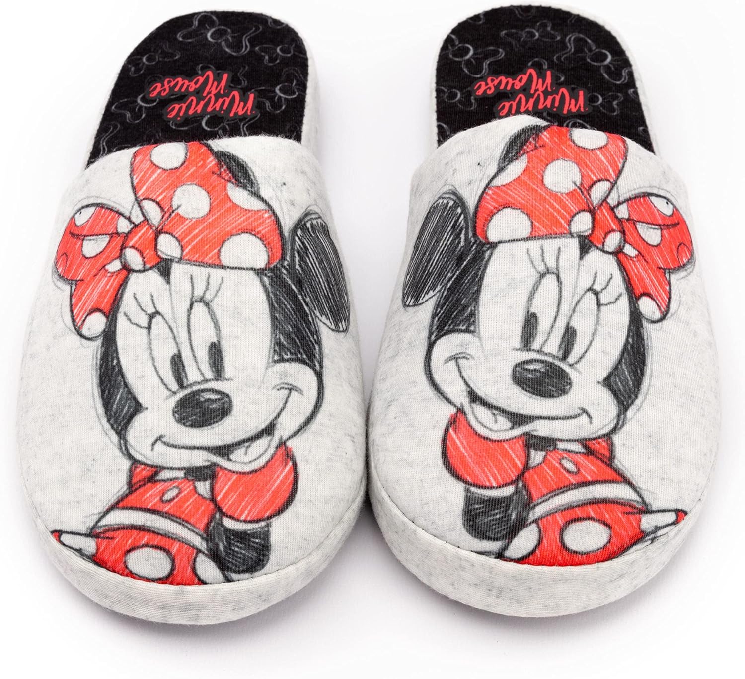 Disney Minnie Mouse Slippers Womens Slip-On Grey House Shoes - Image 6