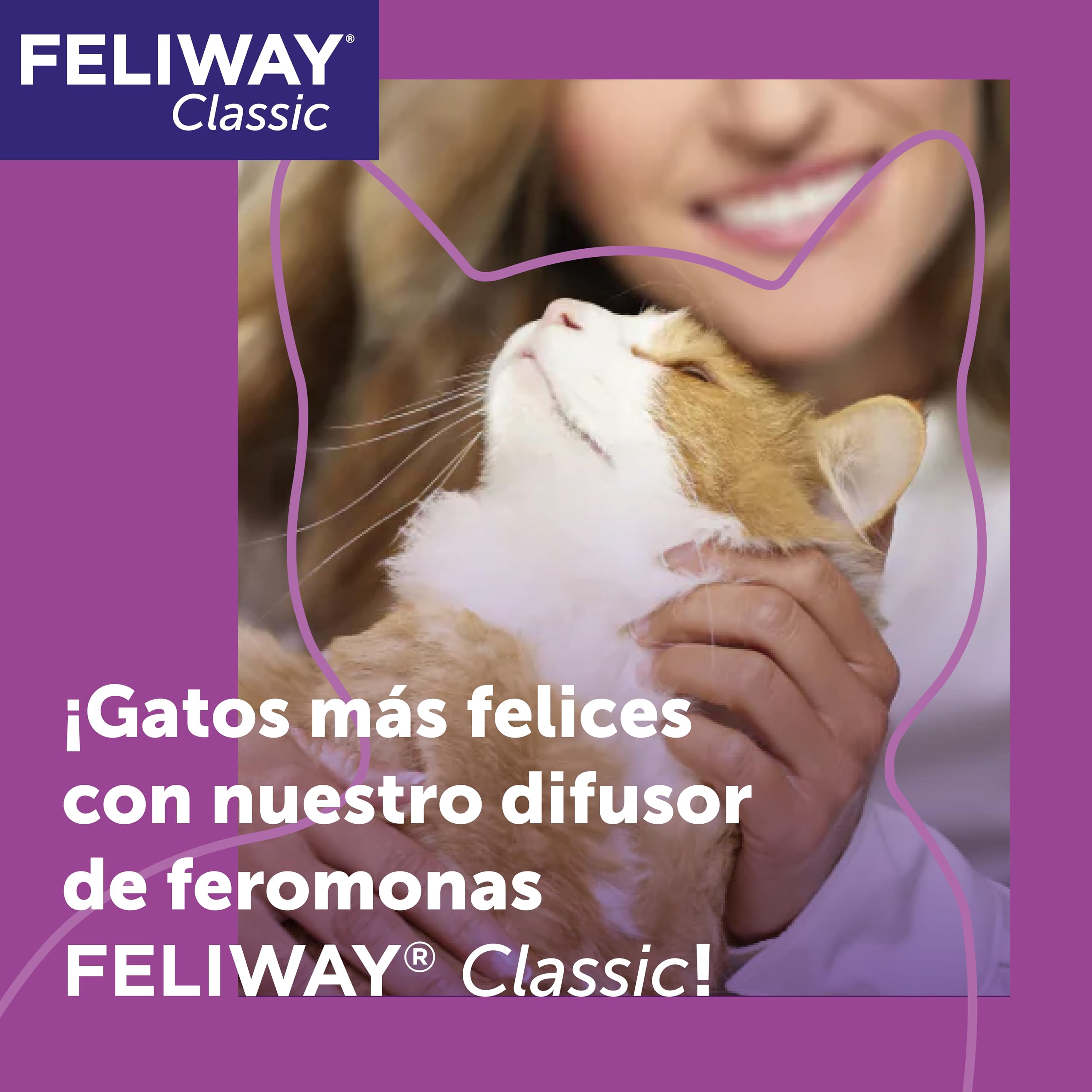 FELIWAY Classic - Difusor + Recambio de feromonas calmantes para gatos (30 días, 48 ​​ml) - Ayuda a reducir los signos más comunes de estrés. Recomendado por veterinarios. Tranquilidad y bienestar.