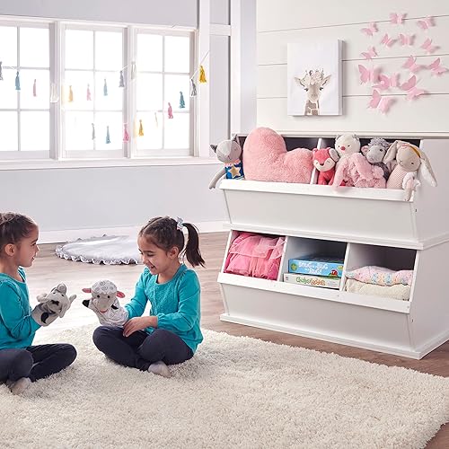 Miniatura 21 de Badger Basket Organizador apilable de almacenamiento de juguetes de tres cubos para niños, sala de juegos, guardería o dormitorio, diseño de madera