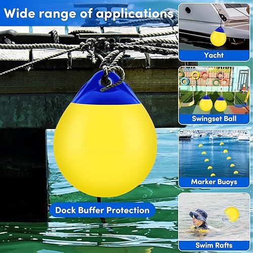 Miniatura 45 de Boya de 10/12/15 pulgadas, boya de anclaje, flotador, guardabarros redondos de barco, boyas inflables de vinilo, boyas de barco