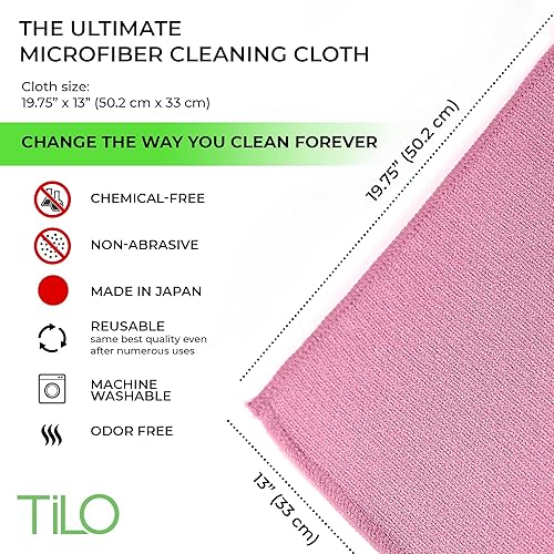 Miniatura 5 de TILO - Paño de limpieza de microfibra, 19 x 13 pulgadas, ultraabsorbente, sin rayas, sin pelusas, paño de pulido reutilizable para polvo, grasa,