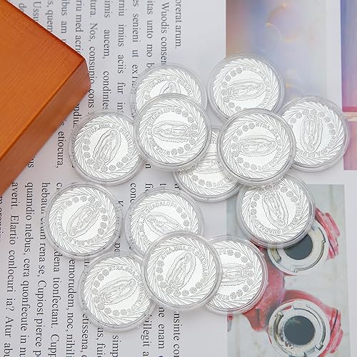 Miniatura 9 de TINGKU Monedas de Boda Arras de Boda Catolica Recuerdos Para Boda con Monedas de Plata Decoracion Para Bodas con 13 Monedas Virgen de Guadalupe en