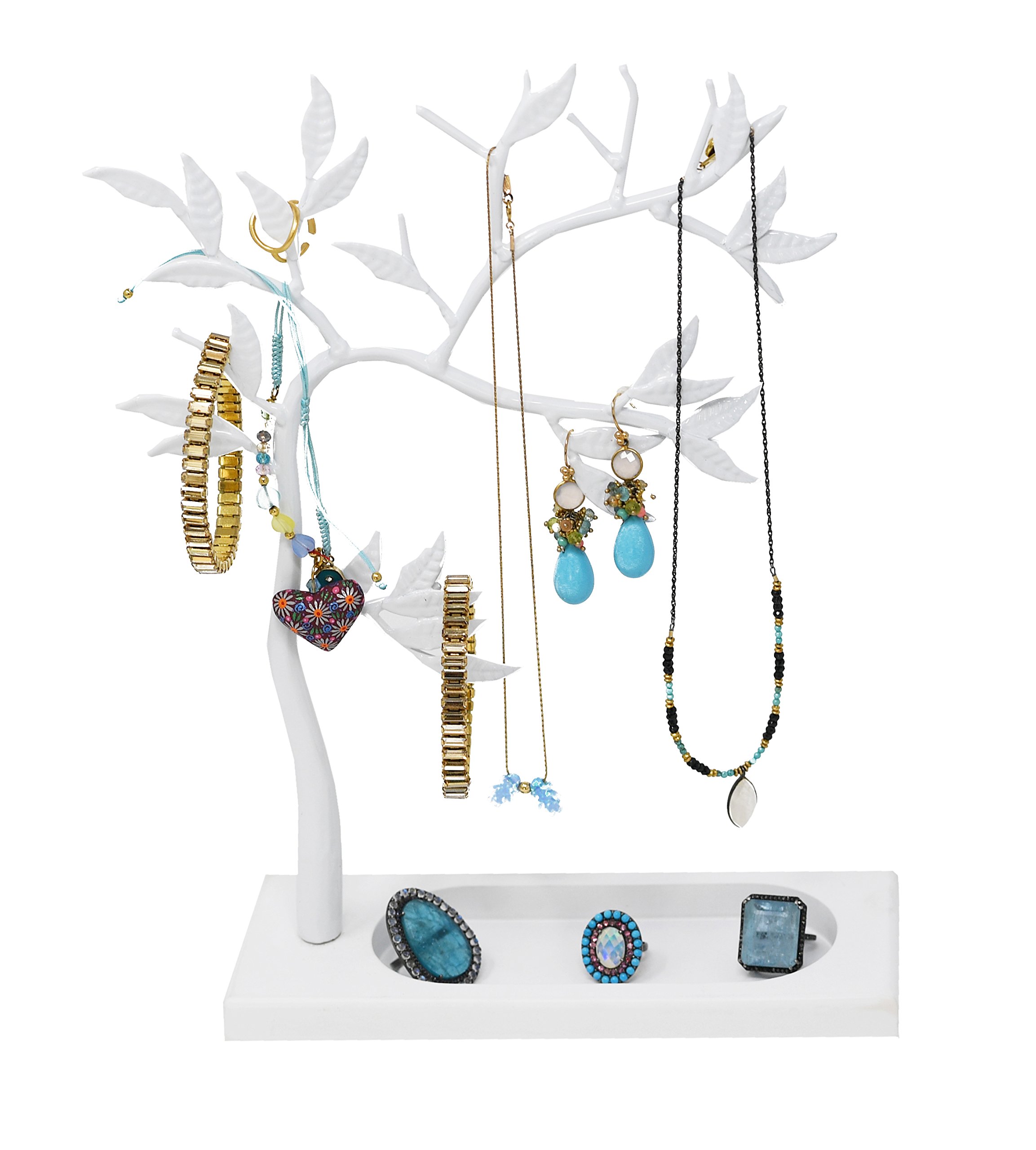LilGift ARAD Metal Jewelry Tree - Necklace, Bracelet, Earring and Ring Jewelry Holder (WHITE)