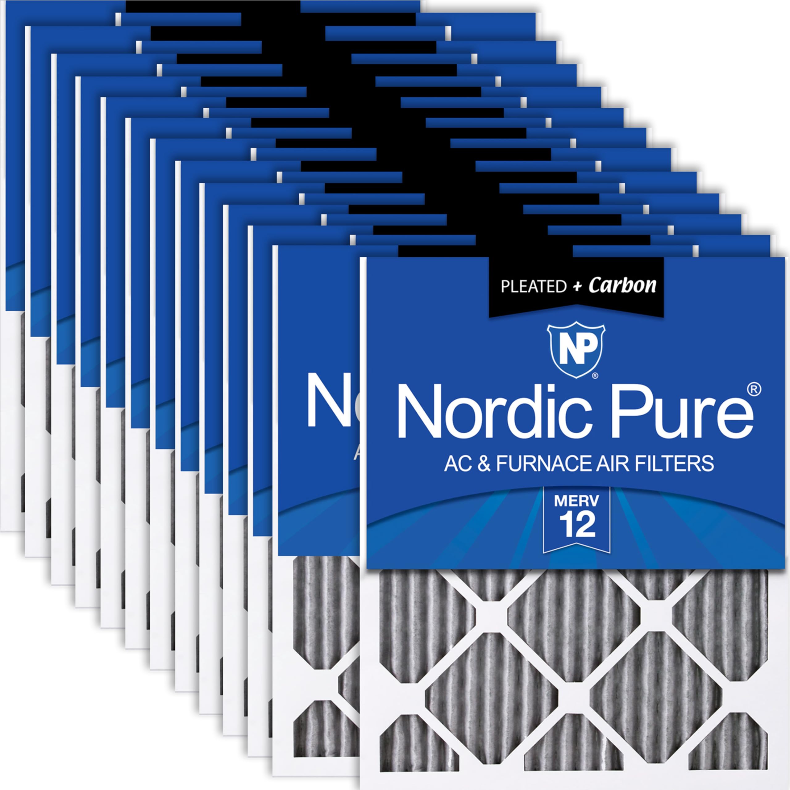 Nordic Pure 10x20x1 Pleated MERV 12 Plus Carbon Air Filters 24 Pack