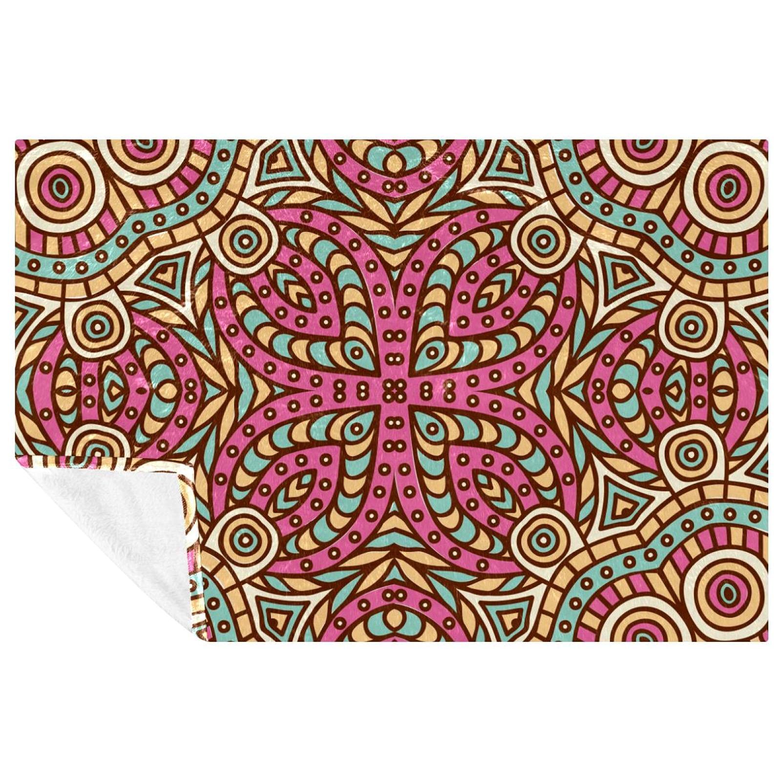 Couverture douce et chaude plaid motif ethnique abstrait jeté de canapé lit camping