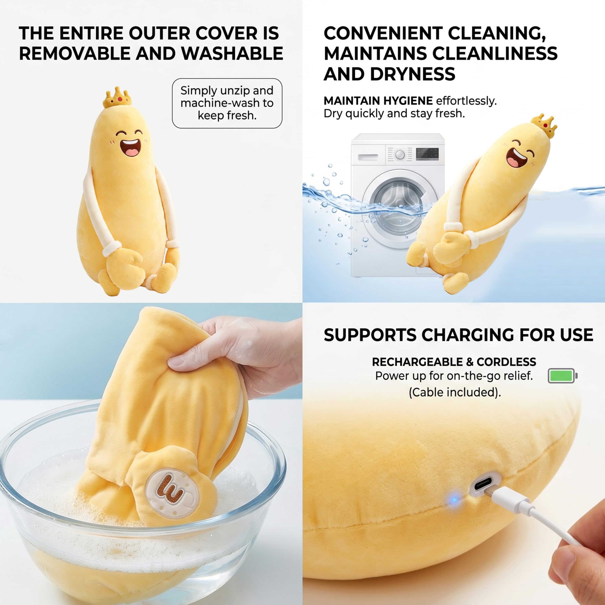 Cuscino per carezze in Peluche Mango, Giallo, 35 Pollici | Tessuto ultra morbido, supporto completo per il corpo, ideale per chi dorme sul fianco