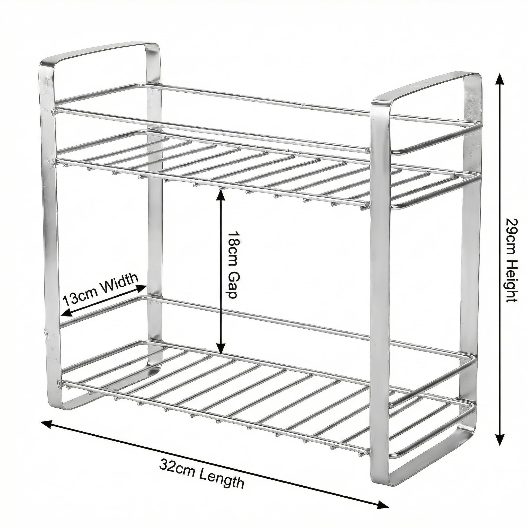 TechSrmaji Mensola da cucina a 2 ripiani in acciaio inox | Scaffale multifunzione per cucina e bagno | Scolapiatti antiruggine per spezie e bagno