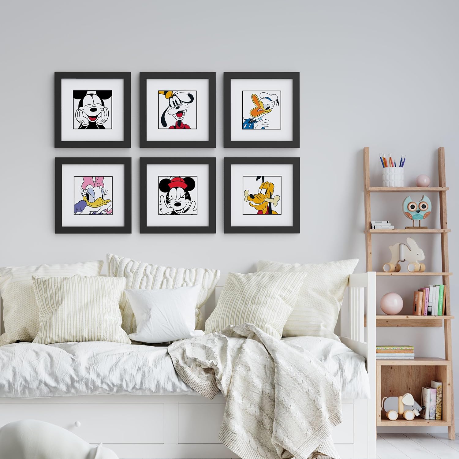 Trends International Gallery Pops Disney Mickey Mouse & Friends - Happy Expressions Wall Art Bundle (6-Pack) Gallery Pops Wall Art, Black Framed Version