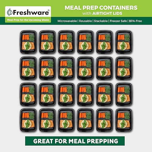 Miniatura 3 de Freshware Contenedores de preparación de comidas paquete de 150 1 compartimento con tapas, contenedores de almacenamiento de alimentos, caja Bento,