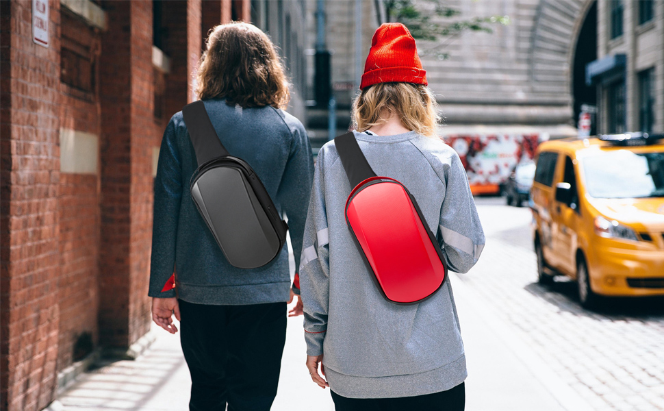 FANDARE Sac Poitrine Homme Avec Charge USB – Sac Bandoulière Étanché Multipoches – Idéal Voyage, Rando, Vélo & Quotidien – Gris Foncé