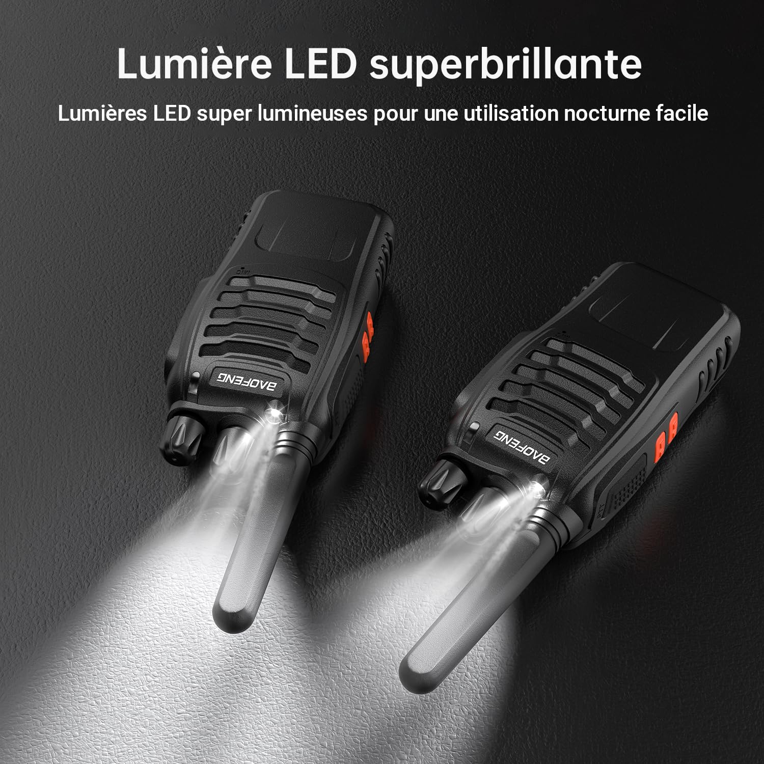 Baofeng Talkie Walkies BF-88X Radio bidirectionnelle Professionnel Portable 16Canaux VOX Talkie Walkie Rechargeable Interphones, Oreillettes Batterie et Chargeur Inclus(2 pièces)