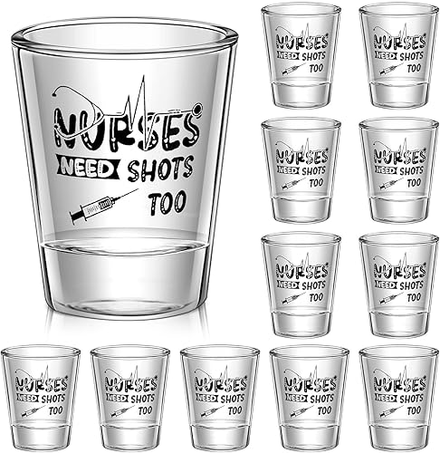 Pinkunn 12 vasos divertidos de Navidad para enfermeras, 1.75 onzas, para mujeres u hombres, técnico de farmacia, regalos lindos para enfermería,