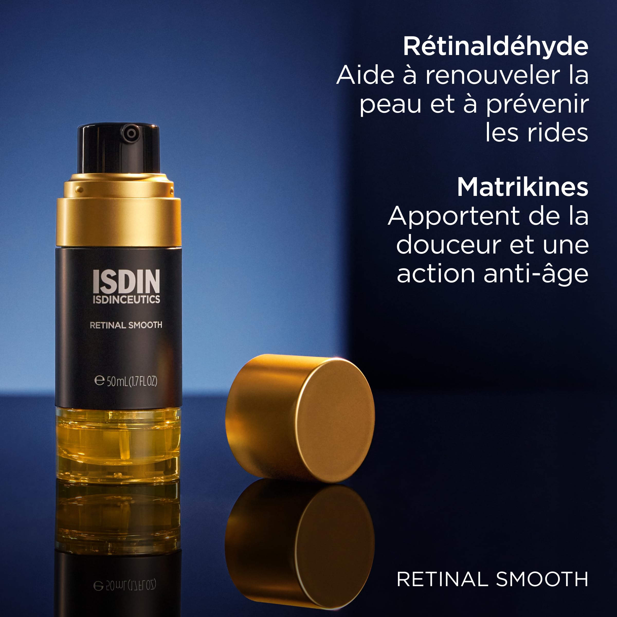 ISDIN ISDINCEUTICS RETINAL SMOOTH, Retinal dwufazowe serum do twarzy na noc dla świecącej skóry, zapobiega wczesnym oznakom wieku, przeciwstarzeniowe, 50 ml