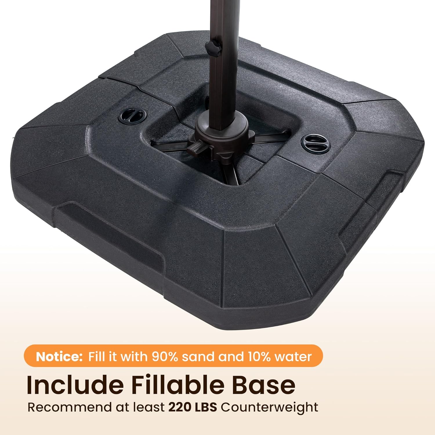 9' X 12' Cantilever Patio Umbrella with Base Included Rectangular Outdoor Large Offset Umbrellas with 7 Tilts Adjustable 360°Rotation for Deck Pool Garden Backyard, Navy - Image 3