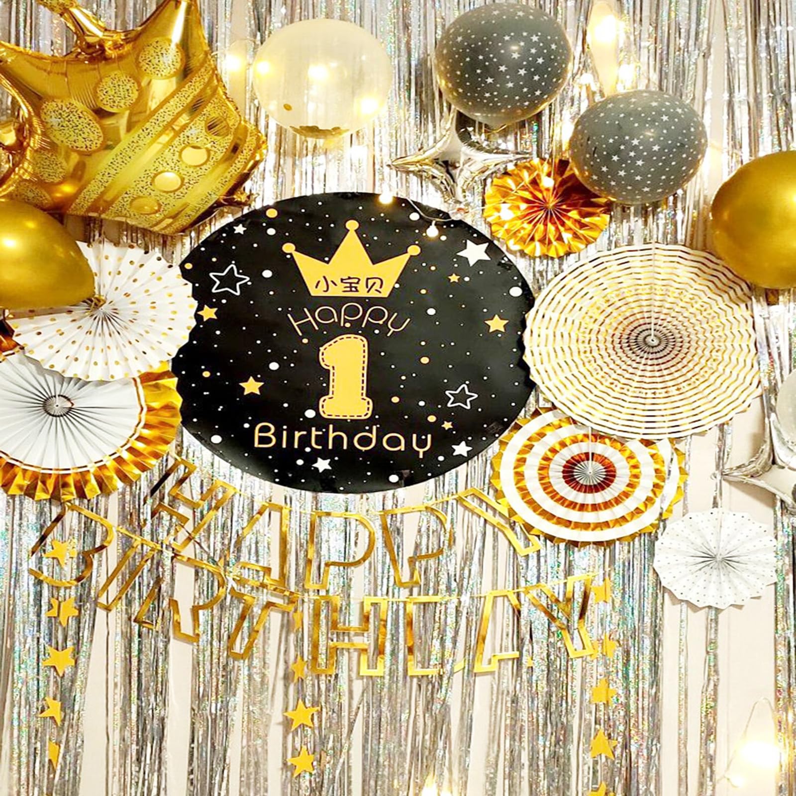 AILEXI 2 confezioni 1M*2M tende frangia tenda luccicante decorazione della per compleanno forniture festa nozze - Argento