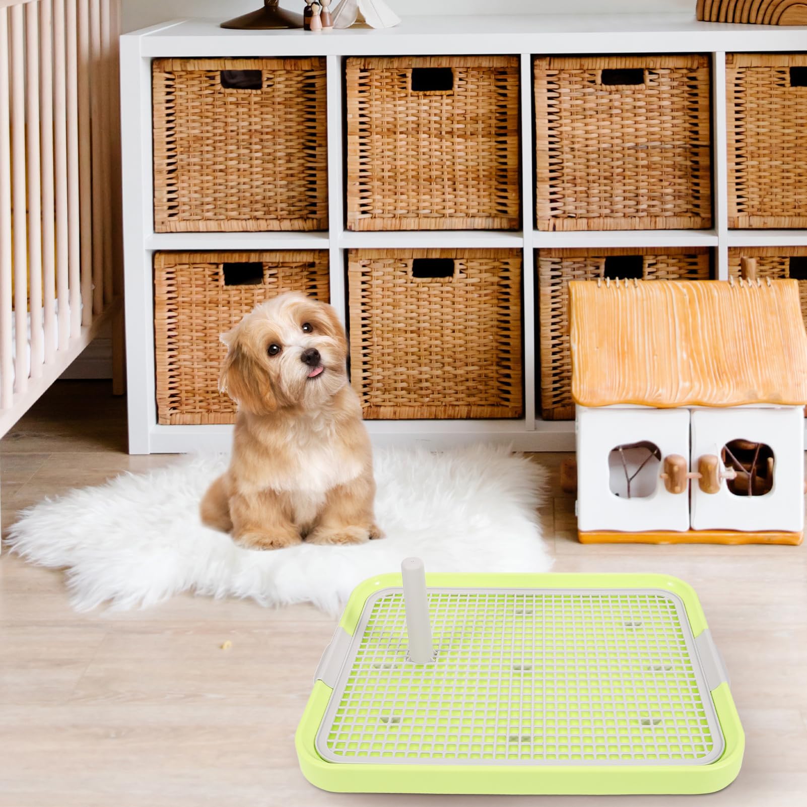 Toilette pour Chien Intérieur Antidérapante, Grille Détachable, Plastique