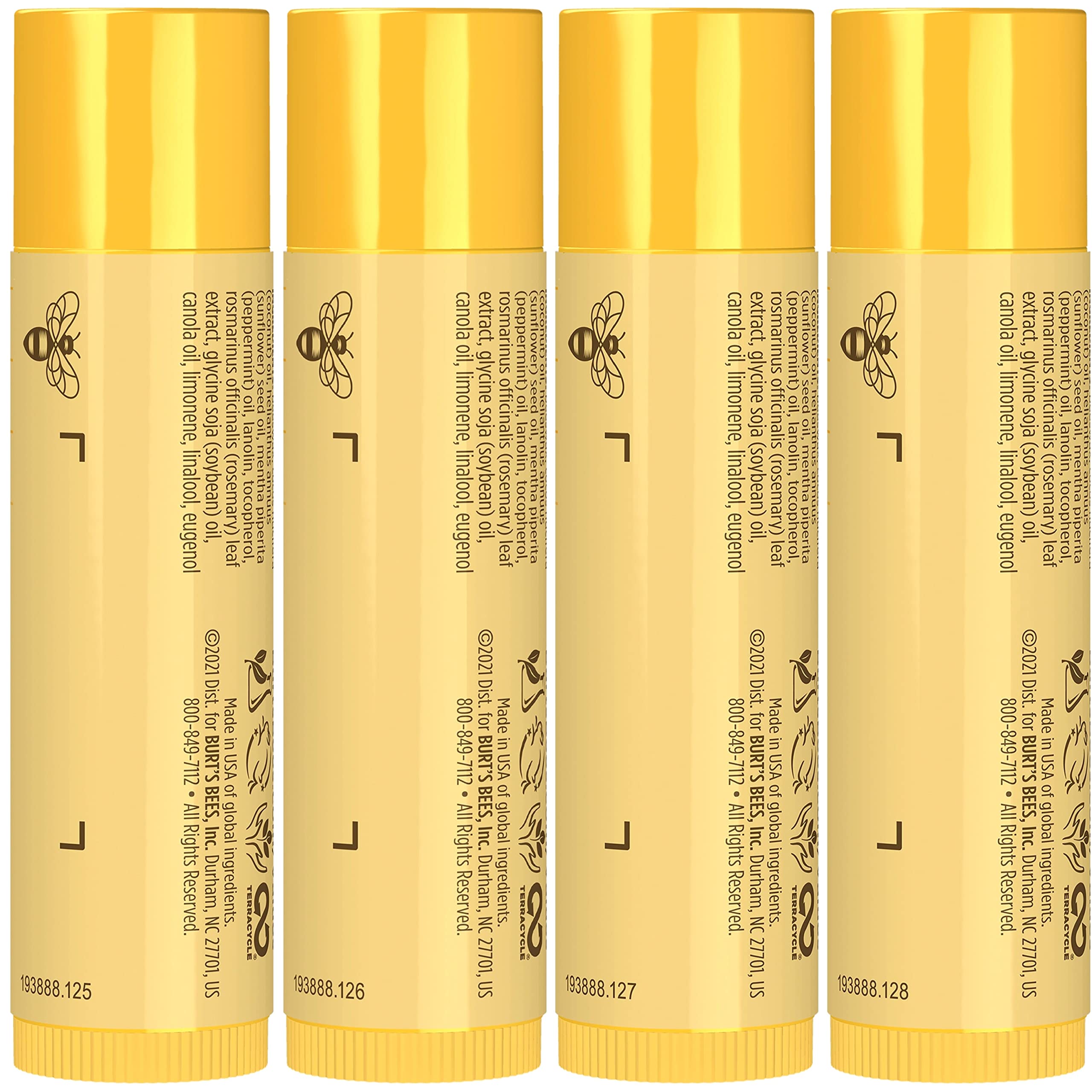 Burt's Bees Christmas Gifts, 4 Lip Balm Stocking Stuffers Products, Jingle Balms Set - Classic Beeswax Moisturizing Lip Balm