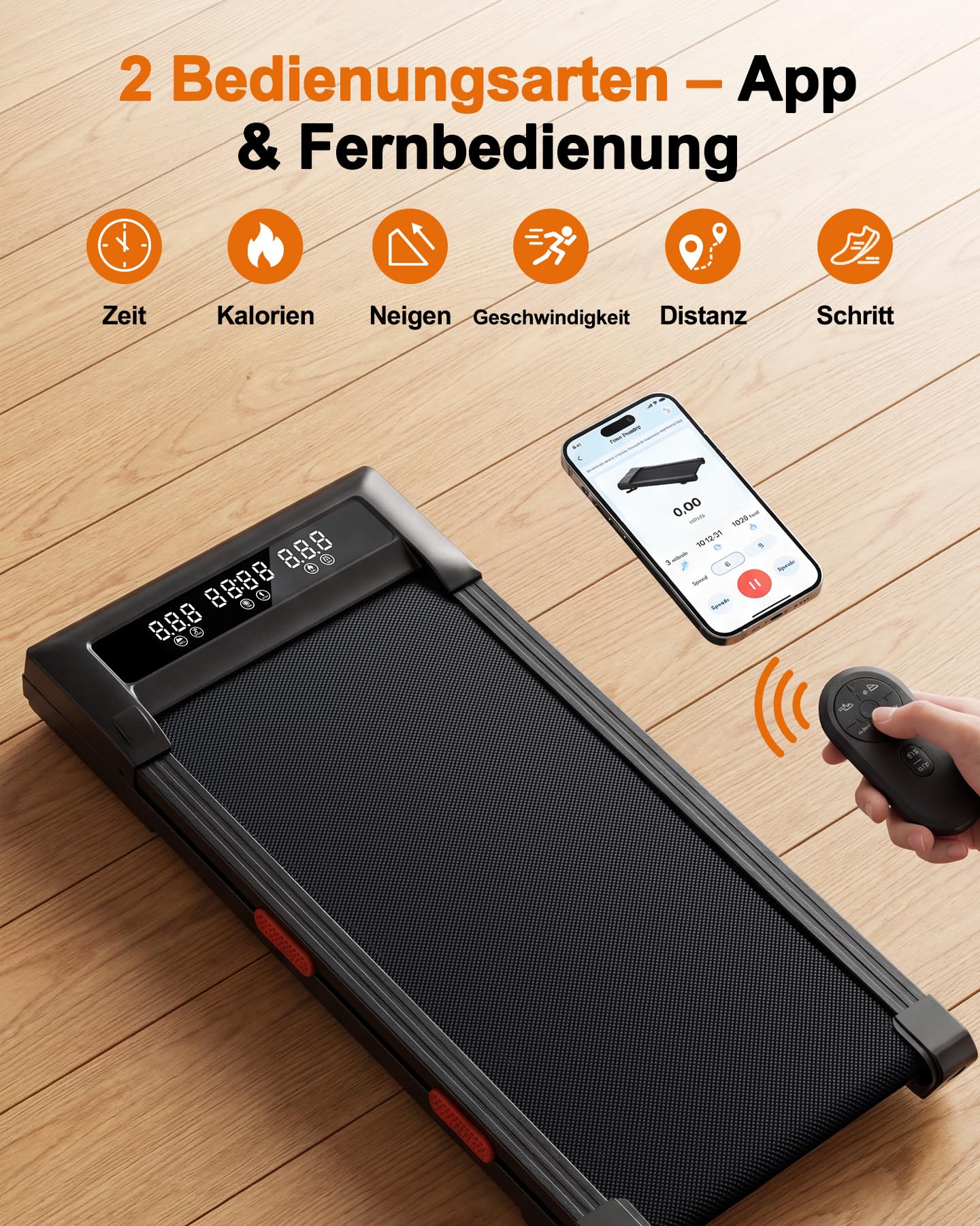 Raceable Walking Pad mit Steigung, Lacuffy Laufband für Zuhause mit APP-Steuerung, unter dem Schreibtisch Laufband mit AI-Training und Multi-Runner-Rennen, Max 136kg